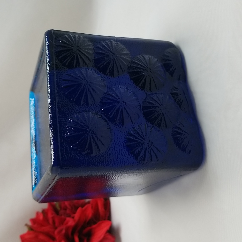 Blenko Cobalt Blue Cube Glass Bookend